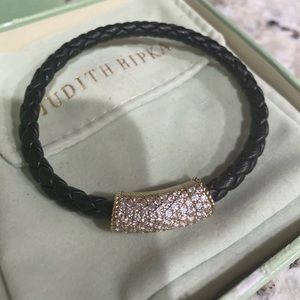🍃 HOLD 🍃Jud. R Leather Brac. Ster. Silv Diam 🍃